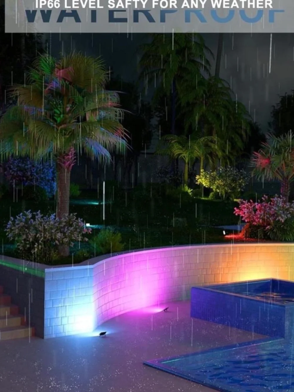 LED Flood Light Outdoor 400W Equiv, 40W RGB Color Changing Outdoor Floodlight